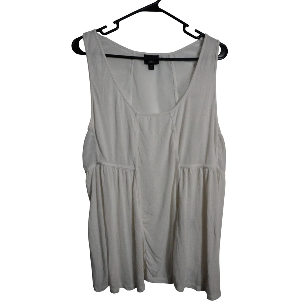 Mossimo Tank Top XL Boho Mixed Media Sheer Panel White Sleeveless